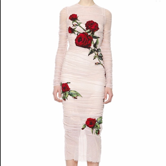 dolce gabbana red rose dress